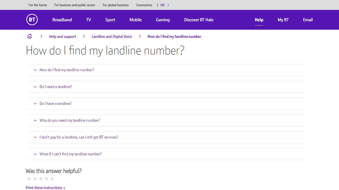 How do I find my landline number? | BT Help - BT.com